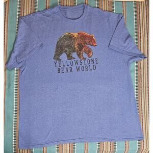 Yellowstone Bear Country T-shirt Blue Mens Size 1XL National Park Grizzly Retro
